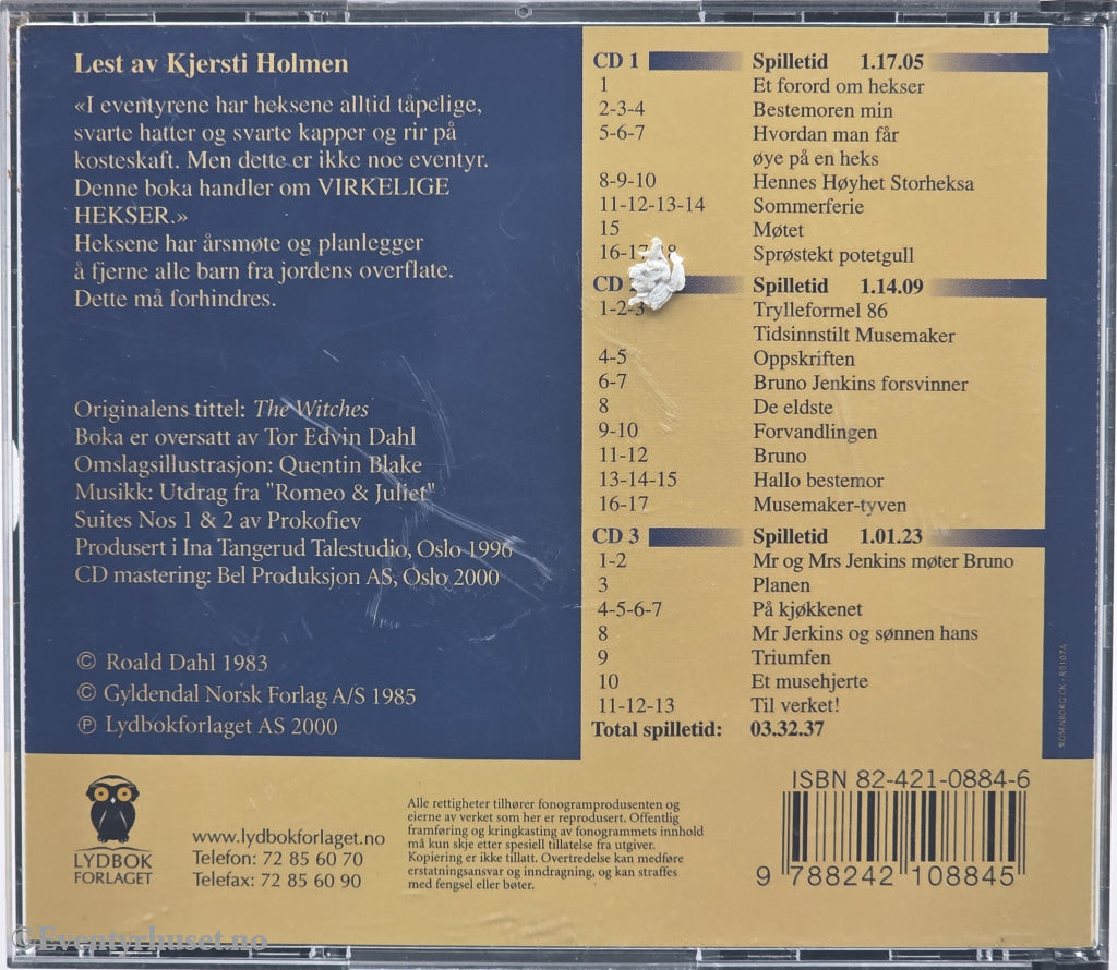 Roald Dahl. 2000. Heksene. Lydbok på CD.