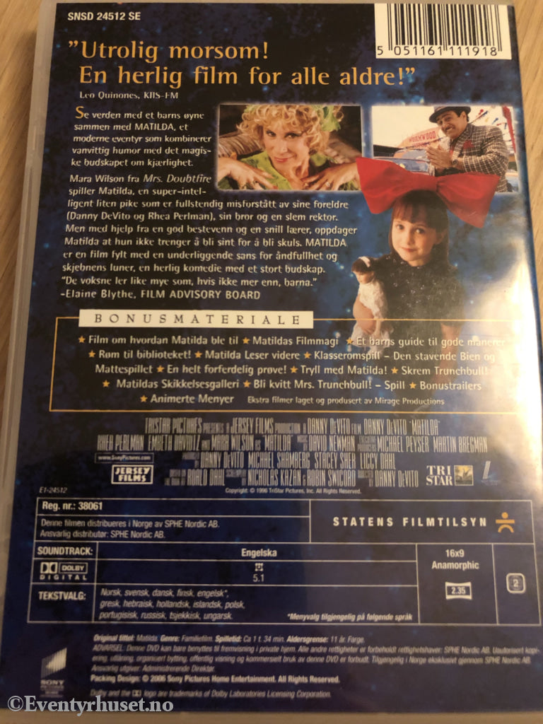 Roald Dahl. 2006. Matilda. Dvd. Dvd