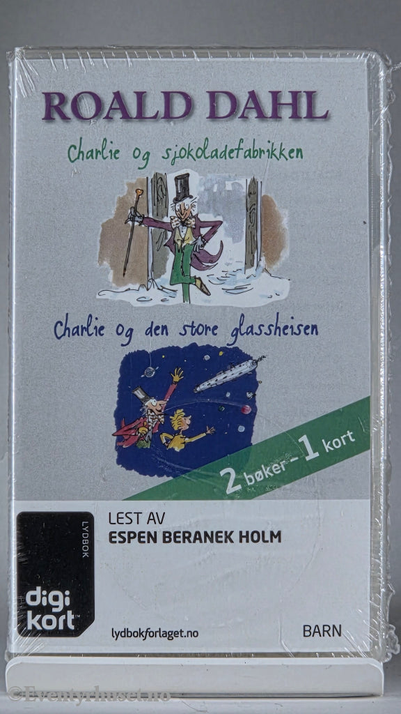 Roald Dahl (2007). Charlie og sjokoladefabrikken / Charlie og den store glassheisen. Lydbok på digikort. Ny i plast!