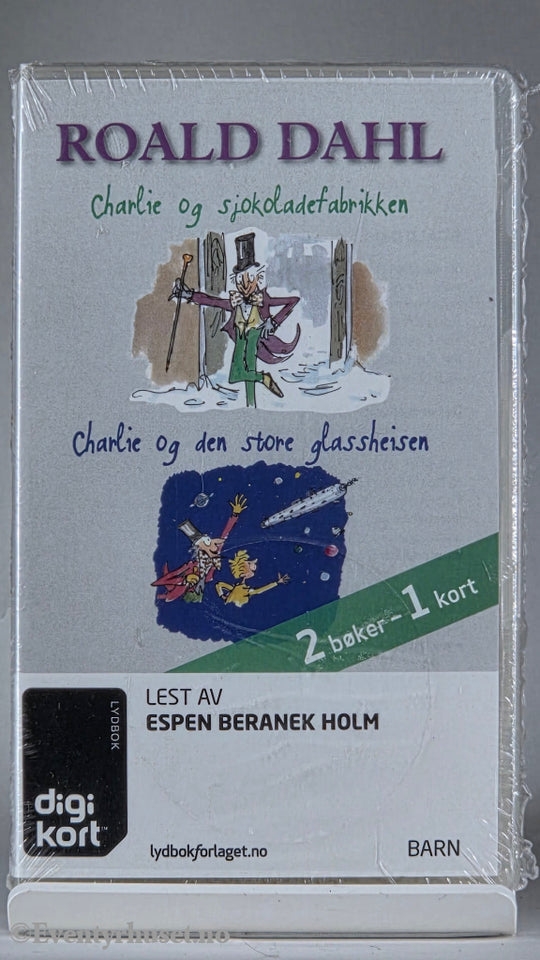 Roald Dahl (2007). Charlie og sjokoladefabrikken / Charlie og den store glassheisen. Lydbok på digikort. Ny i plast!