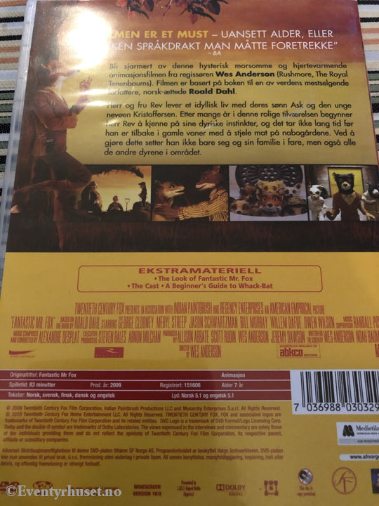 Roald Dahl. 2009. Den Fantastiske Mikkel Rev. Dvd. Dvd