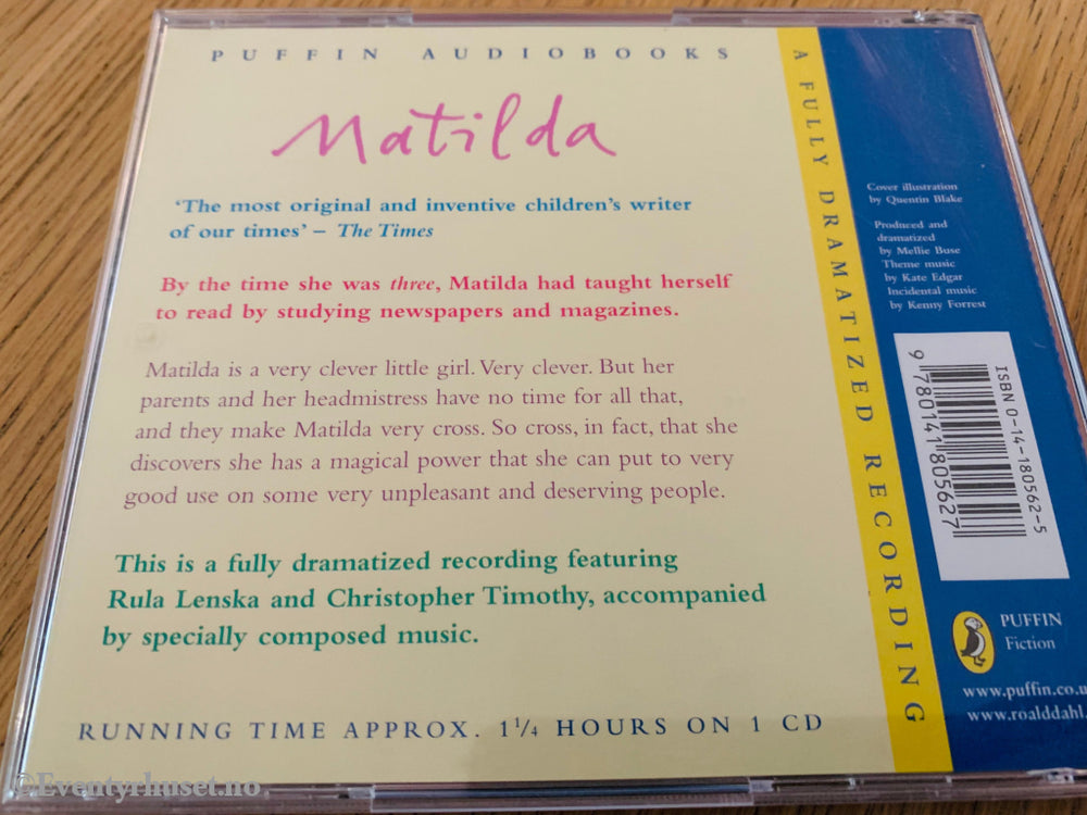 Roald Dahl. Mathilda. Lydbok På Cd. Engelsk Tale. Cd