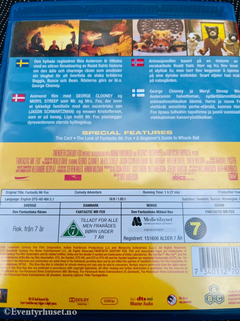 Roald Dahls Den Fantastiske Mikkel Rev. Blu-Ray. Blu-Ray Disc