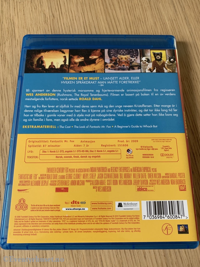 Roald Dahls Den Fantastiske Mikkel Rev. Blu-Ray. Blu-Ray Disc