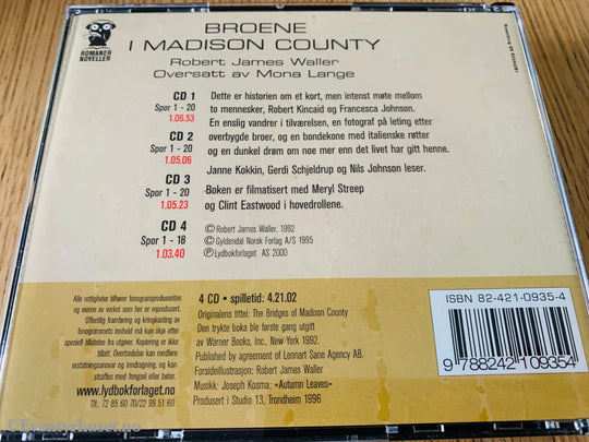Robert James Waller. 1992/96. Broene I Madison County. Lydbok På 4 Cder.