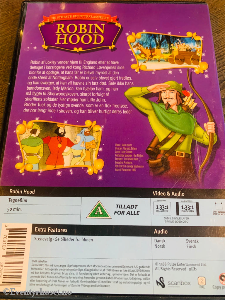 Robin Hood. 1988. Dvd. Med Norsk Tale! Dvd