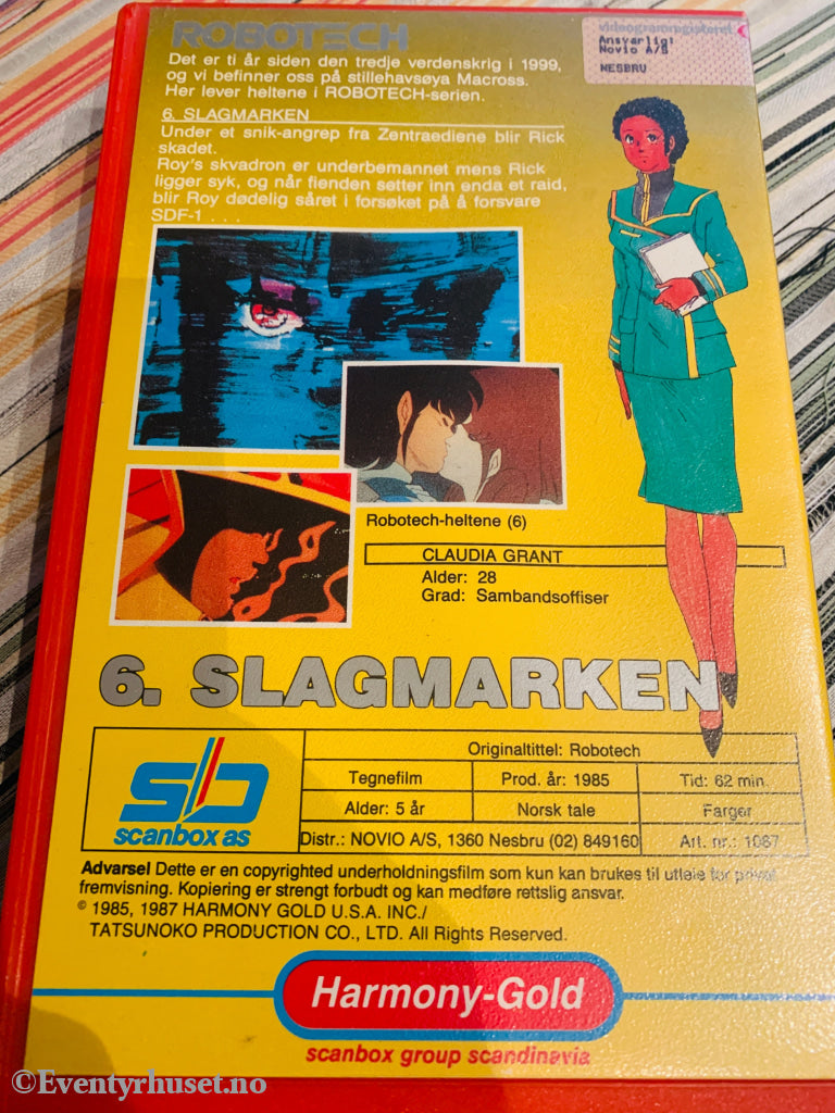 Robotech 6. Slagmarken. 1985. VHS Big Box. VHS Big Box