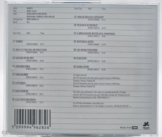 Robyn. 2010. Body Talk. CD.