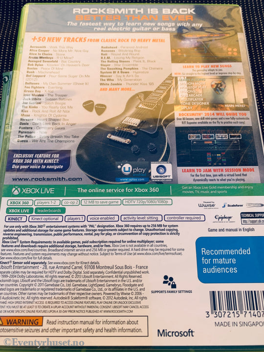 Rocksmith 2014 Edition, 2013. Xbox-360-spill.