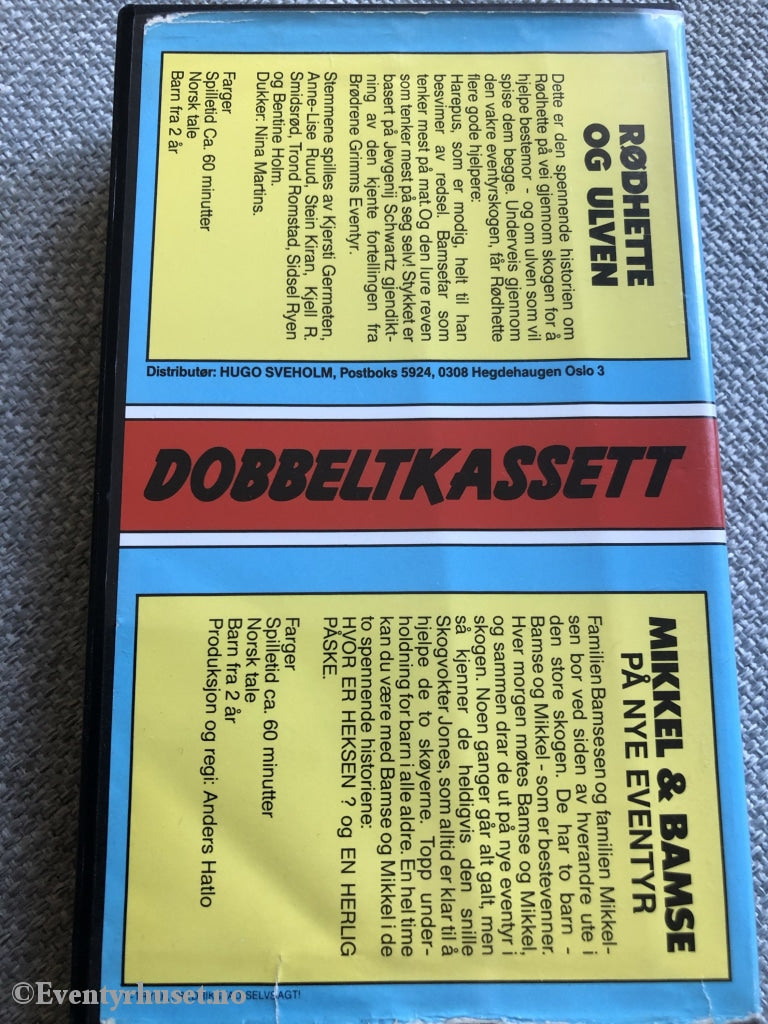 Rødhette Og Ulven / Mikkel Bamse. Dobbeltkassett Vhs. Vhs