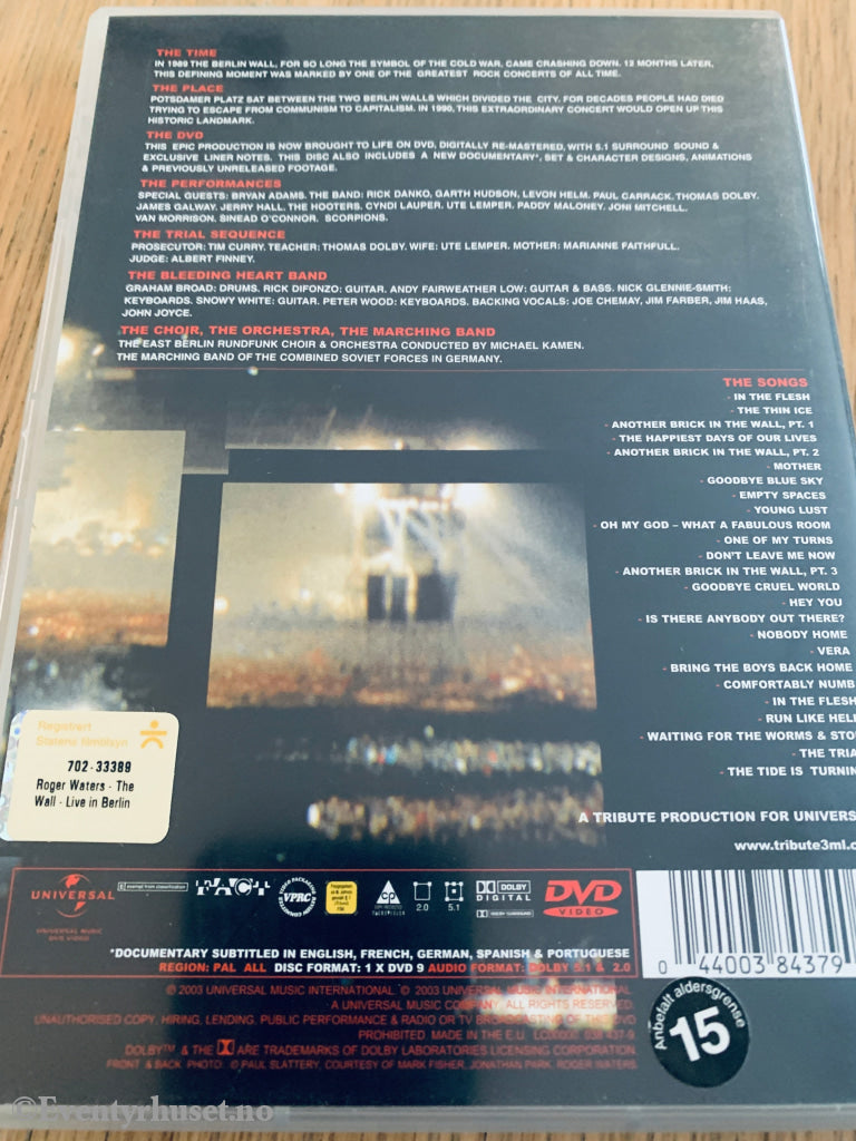 Roger Waters: The Wall - Live in Berlin (1990/2003). DVD