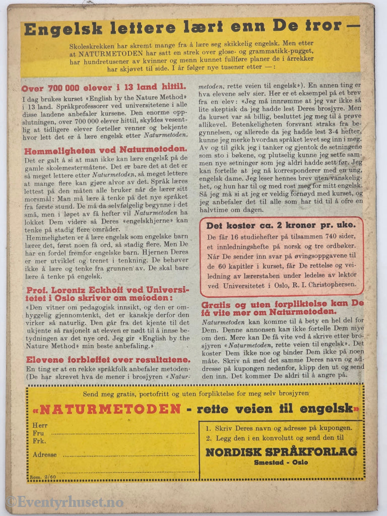 Romantikk. Nr. 2 1960. Storbyen fanger. Hefte.