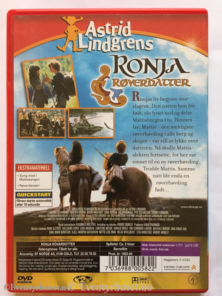 Ronja Røverdatter. 1983 - 84. Dvd. Dvd
