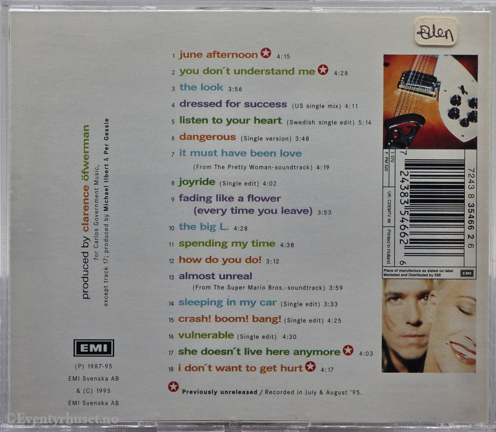 Roxette. Don't Bore Us - Get to the Chorus!. 1995. Musikk-CD.
