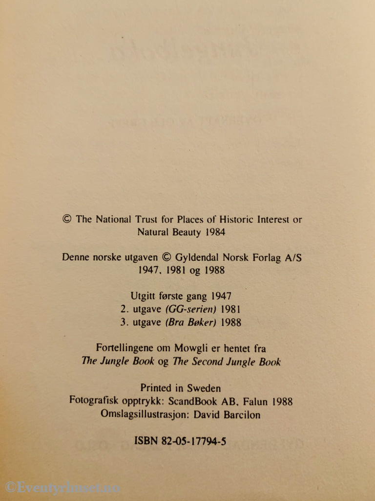 Rudyard Kipling. 1947/88. Jungelboka. Fortelling