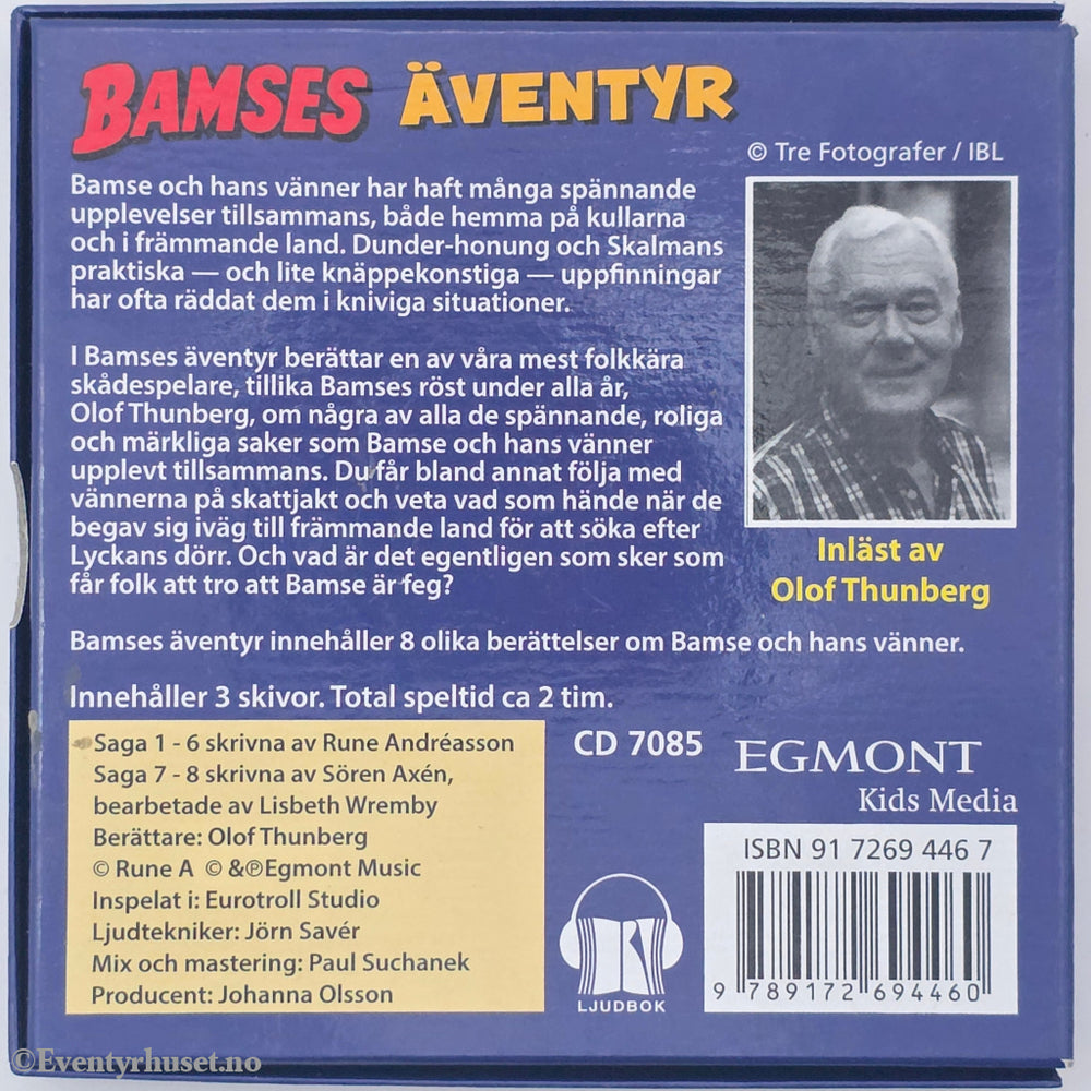 Rune Andréasson. 2011. Bamses Äventyr. Lydbok på CD. Walt Disney Home Video
