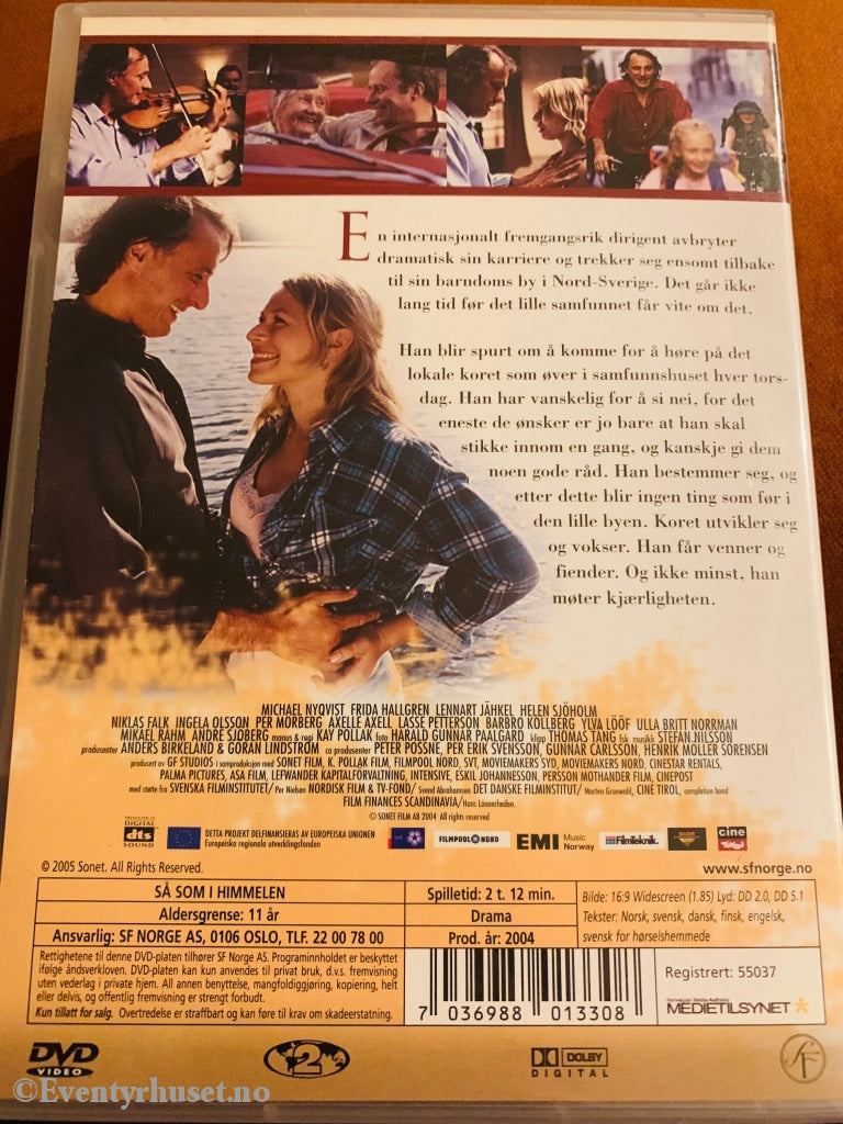 Så Som I Himmelen. 2004. Dvd. Dvd