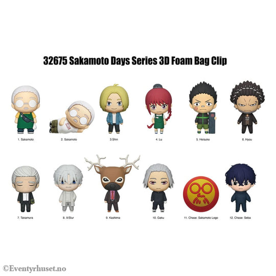 Sakamoto Days 3D Foam Bag Clips Series 2 Display (24) Fashion & Accessories