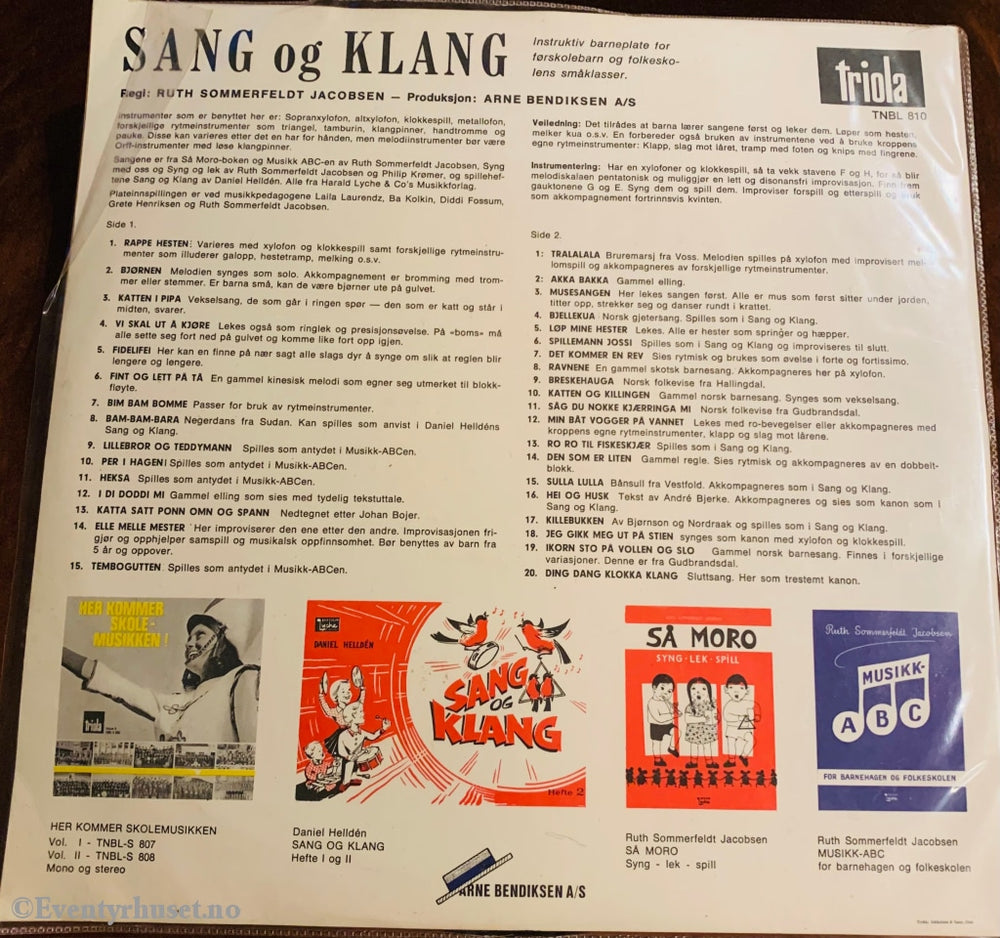 Sang Og Klang. 1965. Lp. Lp Plate