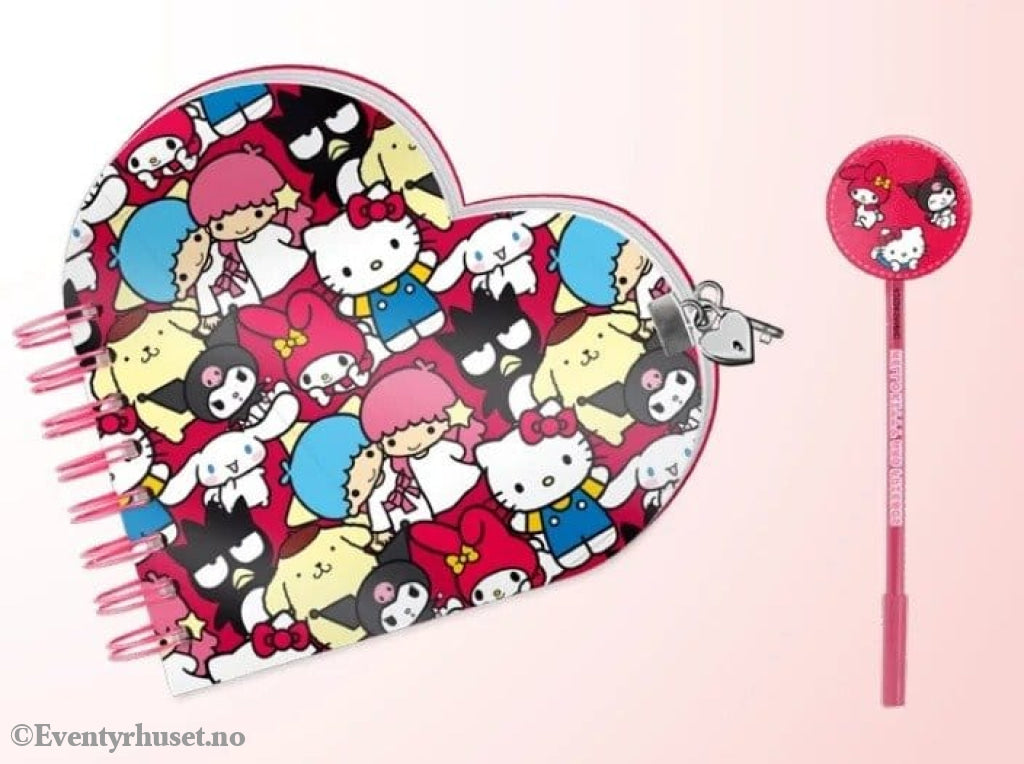 Sanrio Heart Diary & Pen Gift Set Hello Kitty Friends Multicolour Home & Gifts