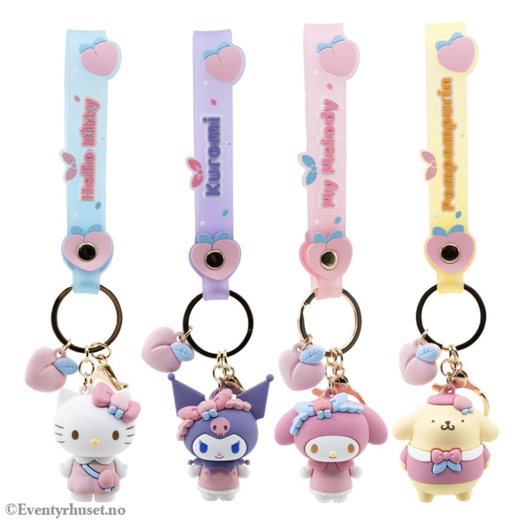 Sanrio Peach Series Keychain with Hand Strap Hello Kitty and Friends Display (12) Fashion & Accessories