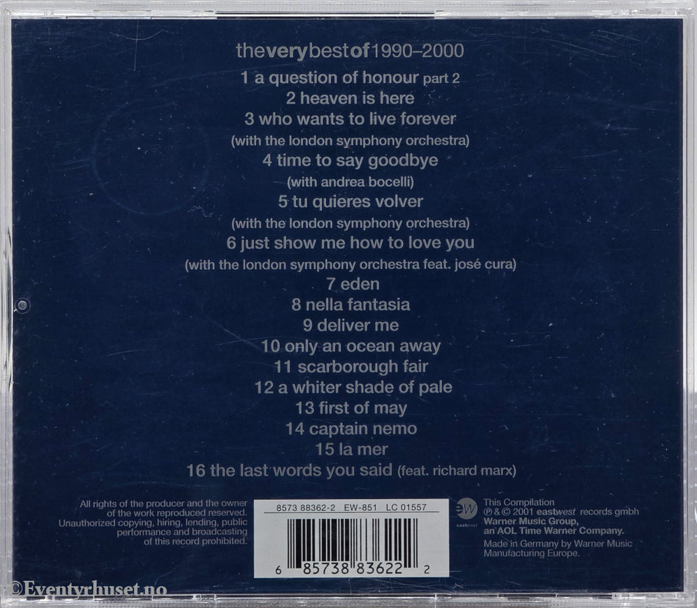 Sarah Brightman. The Very Best of 1990-2000. 2001. Musikk-CD.