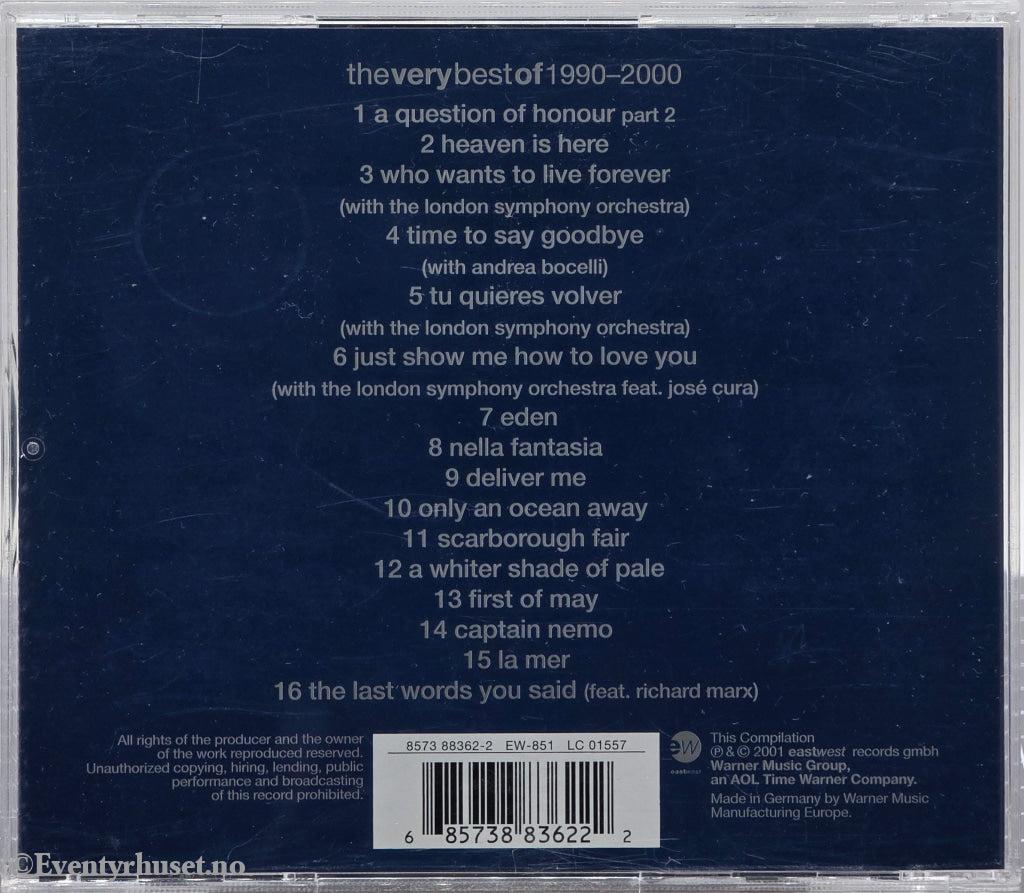Sarah Brightman. The Very Best of 1990-2000. 2001. Musikk-CD.