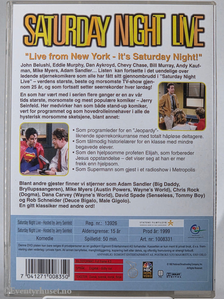 Saturday Night Live – Hosted by Jerry Seinfeld (1992). DVD.