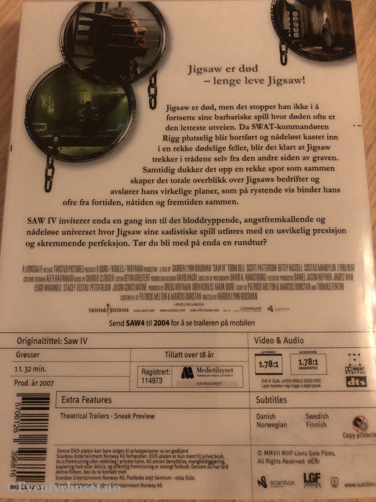 Saw 4. 2007. Dvd. Dvd