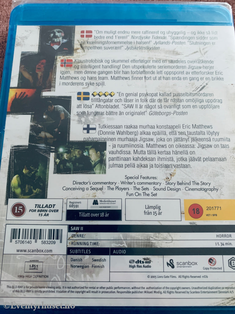 Saw (Unrated Version). Blu-ray. Ny i plast!