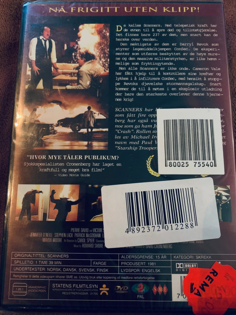 Scanners. 1981. DVD. Ny i plast! DVD