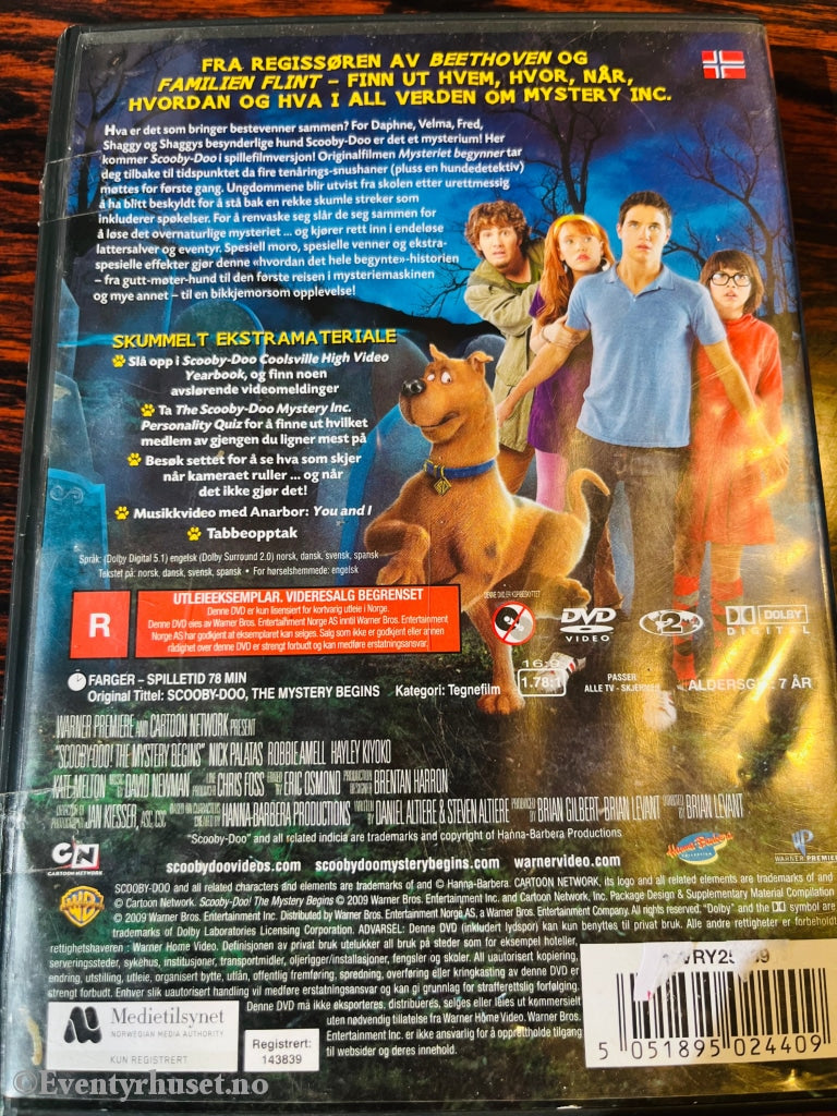 Scooby-Doo! Mysteriet Begynner. 2009. Dvd. Leiefilm. Dvd