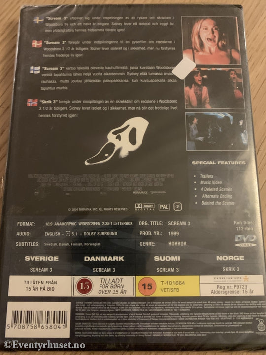 Scream 3. 1999. Dvd. Dvd