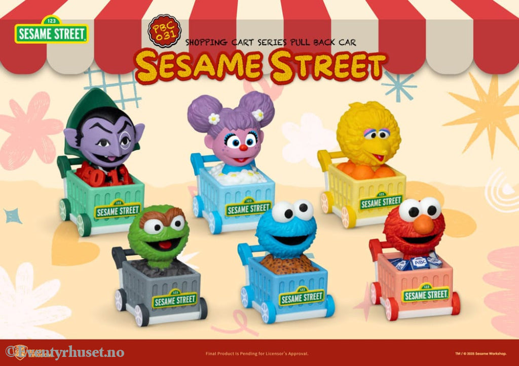 Sesame Street Pull Back Cars Shopping Cart Blind Box (6) 5 cm Toys