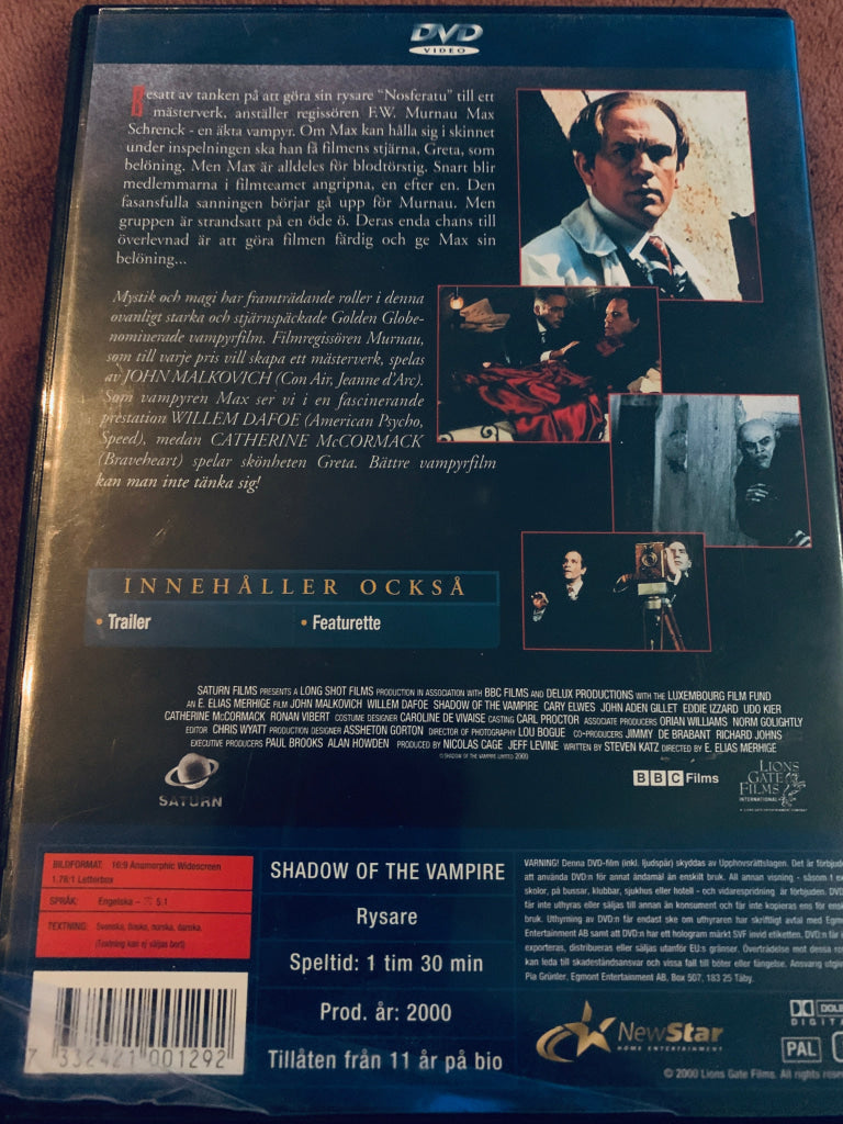 Shadow of the Vampire. 2000. DVD. DVD