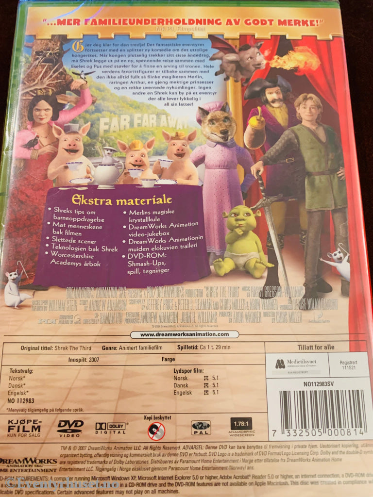 Shrek Den Tredje. Dvd. Ny I Plast! Dvd