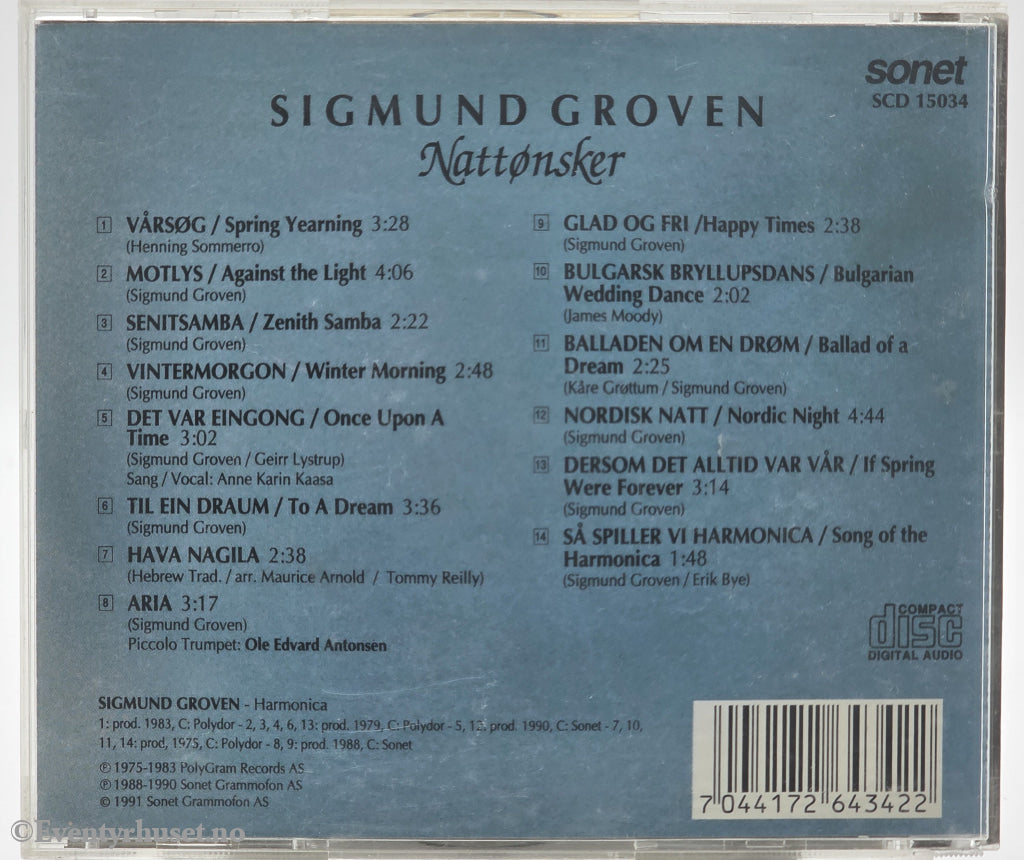 Sigmund Groven – Nattønsker. 1991. Musikk-CD.