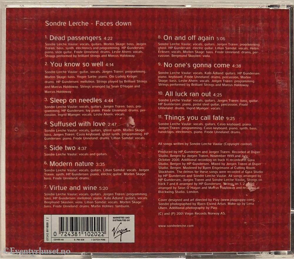 Signert! Sondre Lerche - Faces Down (2001). Musikk-CD.