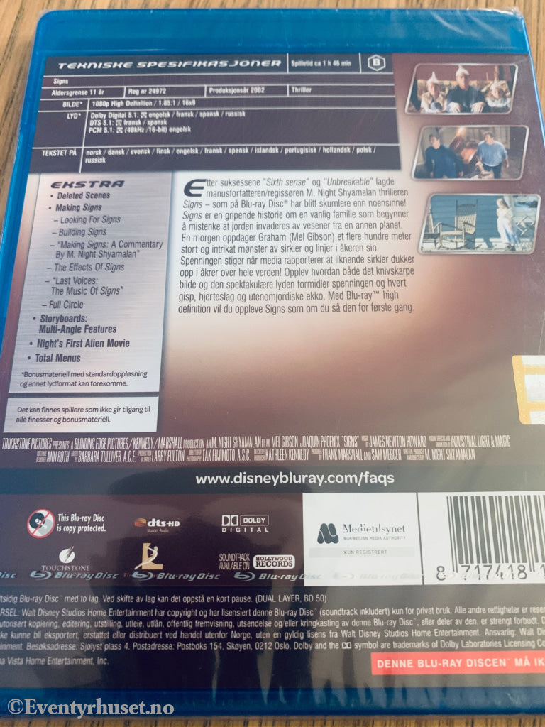 Signs (2002). Blu-Ray. Ny i plast!