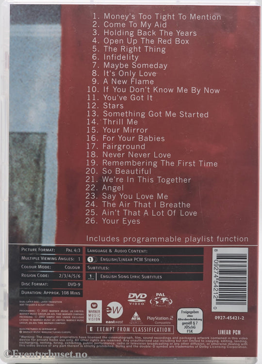 Simple Red – Greatest Video Hits. 1991. DVD.