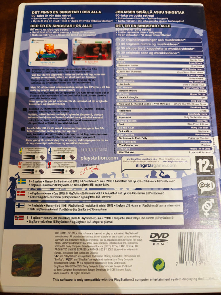 SingStar 90s. PS2.
