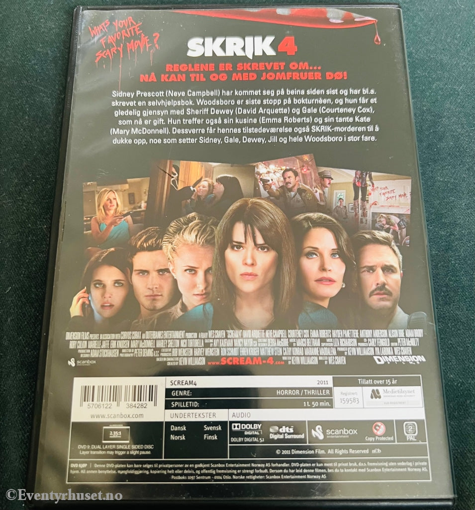 Skrik 4 (Scream 4). Dvd. Dvd