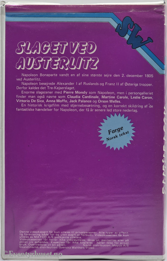 Slaget ved Austerlitz (1960). VHS Big Box.