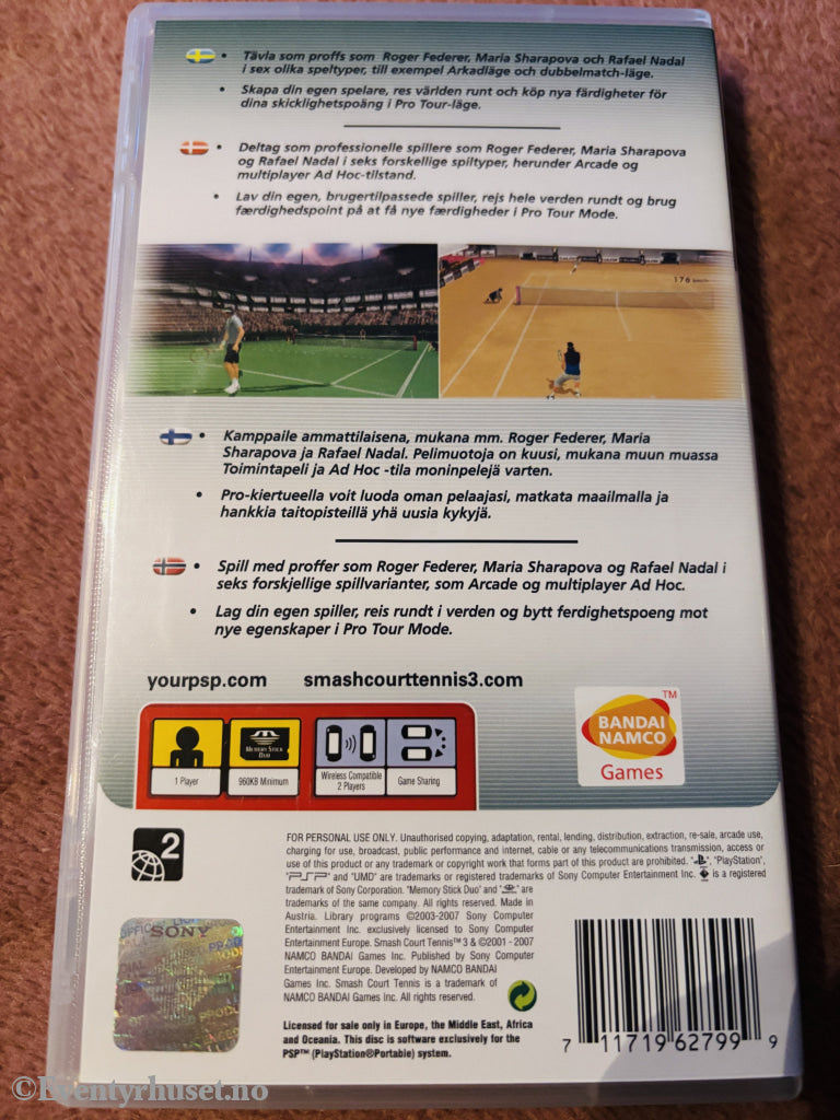 Smash Court Tennis 3. Playstation PSP.