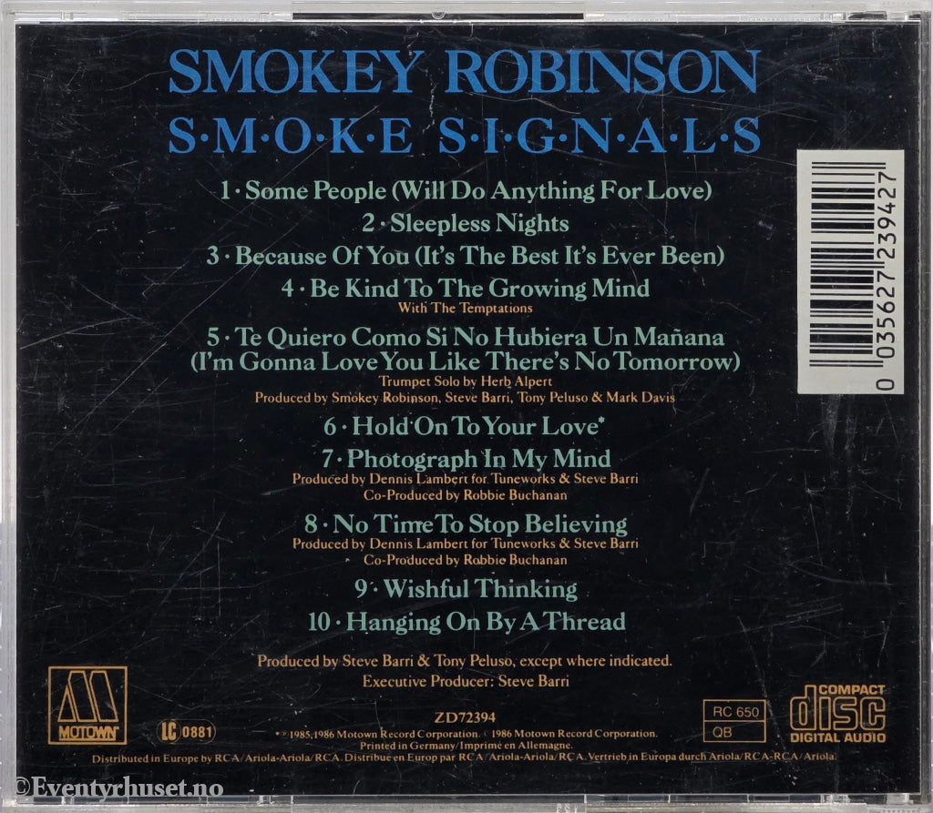 Smokey Robinson. Smoke Signals. 1986. Musikk-CD.