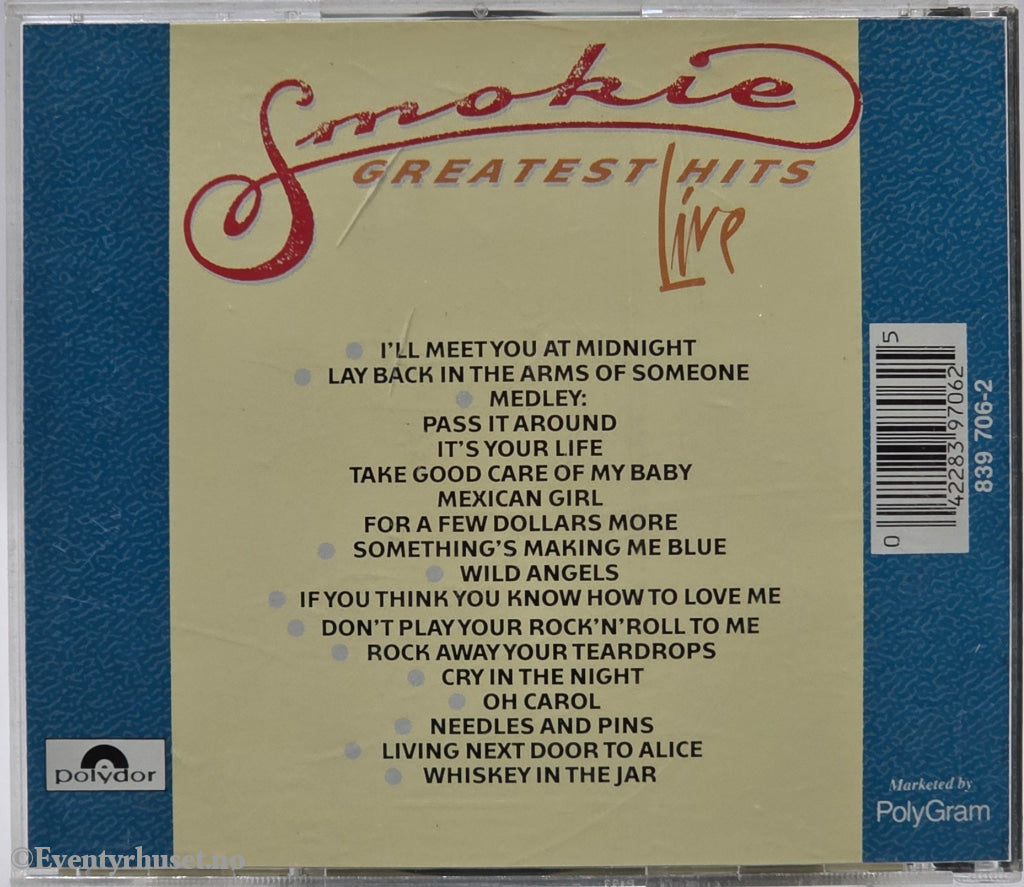 Smokie (1989) "Greatest Hits Live". Musikk-CD.