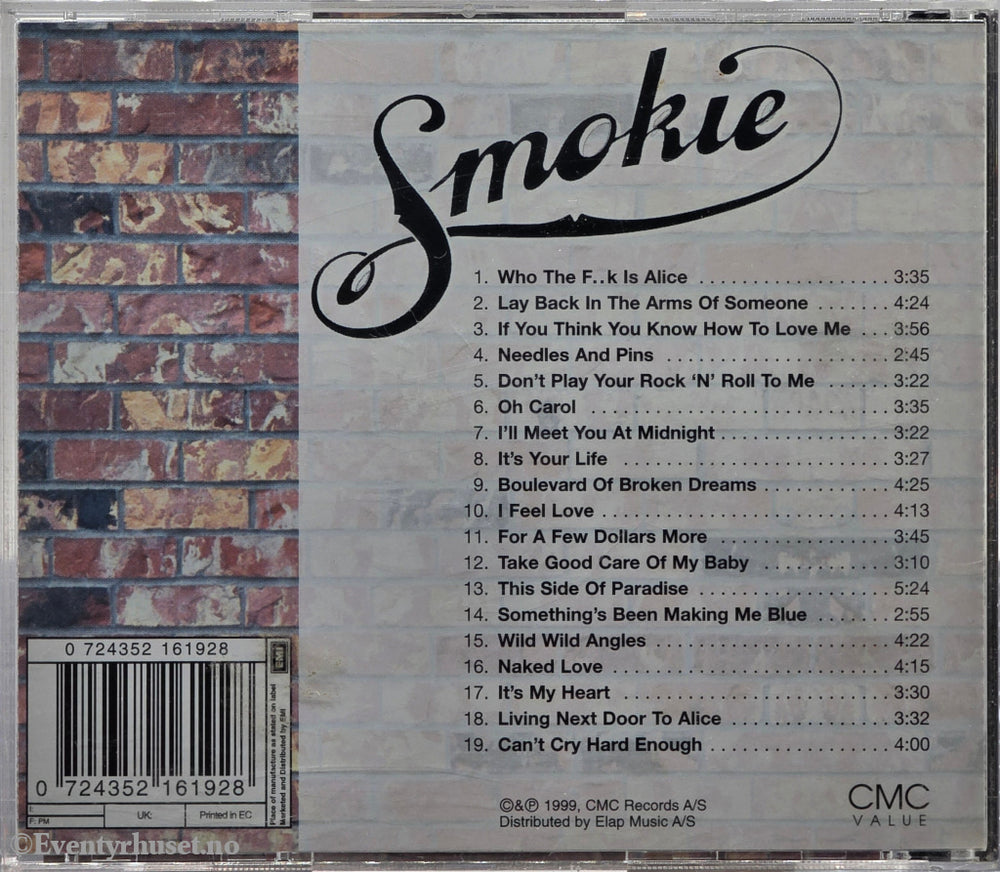 Smokie. Who The F..k Is Alice + 18 Greatest Hits. 1995. Musikk-CD.