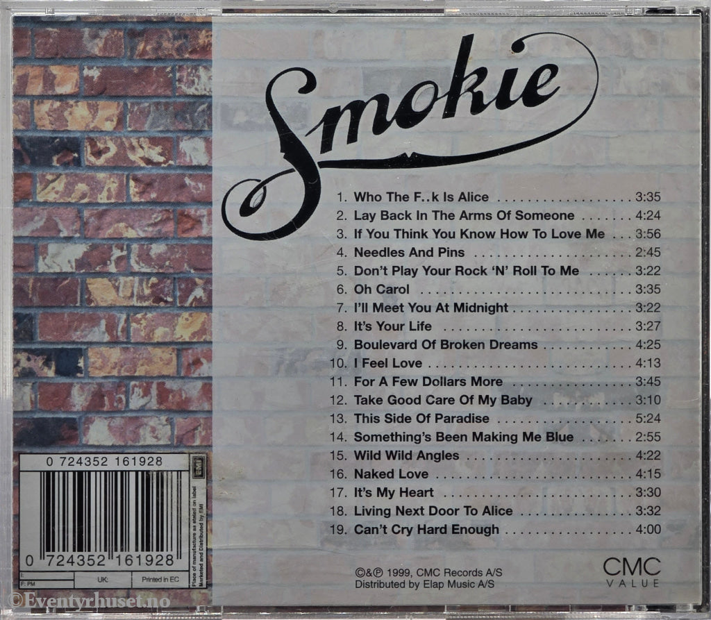 Smokie. Who The F..k Is Alice + 18 Greatest Hits. 1995. Musikk-CD.