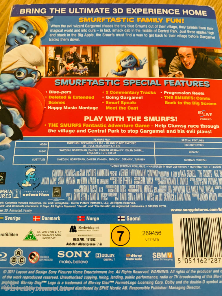 Smurfene i 3D (The Smurfs) (2011) . Blu-ray.