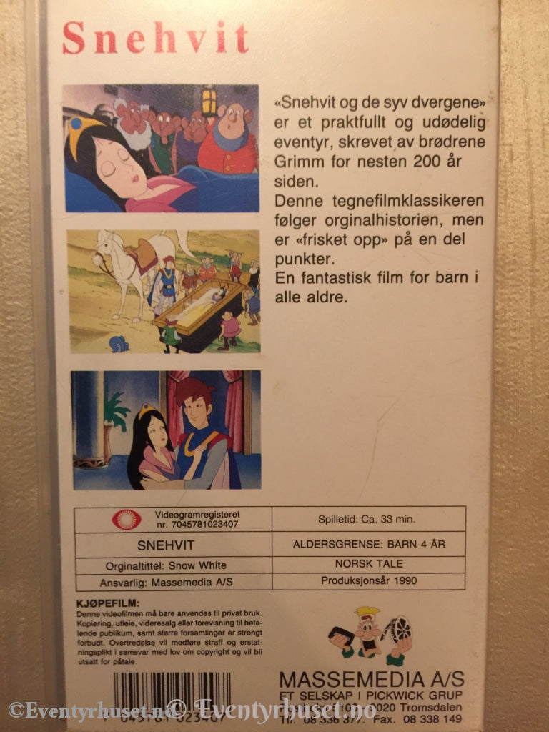 Snehvit. 1990. Vhs. Vhs